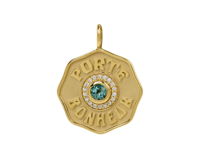 Aquamarine Large Porte Bonheur Charm Pendant ONLY