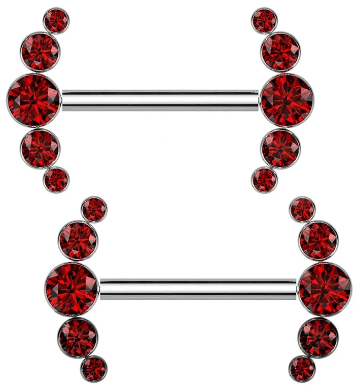 Arch Red CZ Titanium Threadless Nipple Ring Barbell