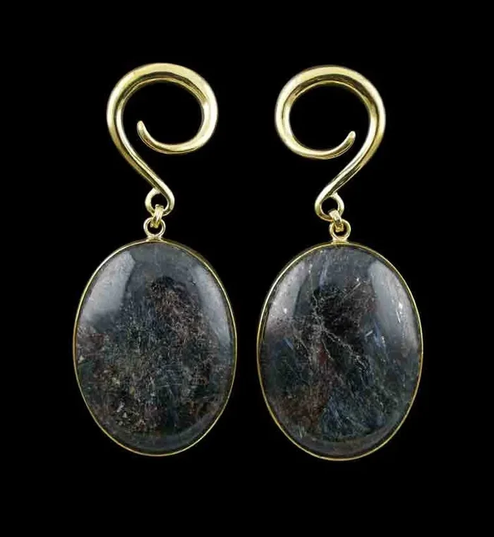 Arfvedsonite Stone Hanging Oval Ear Weights