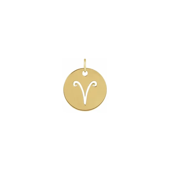 Aries Zodiac Symbol Disc Pendant