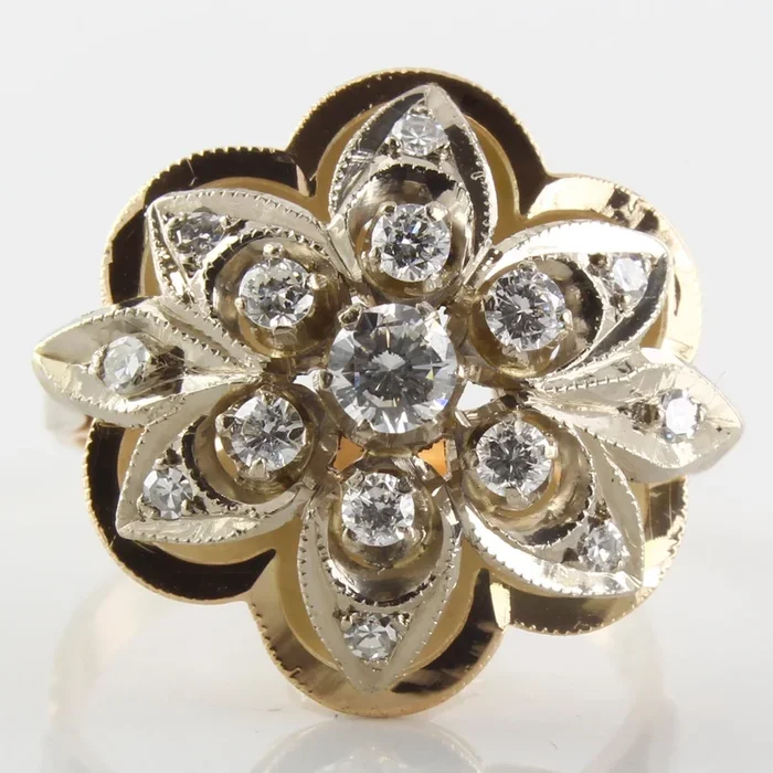 Art Deco Era Floral Diamond Cocktail Ring | 0.44ctw | SZ 8 |