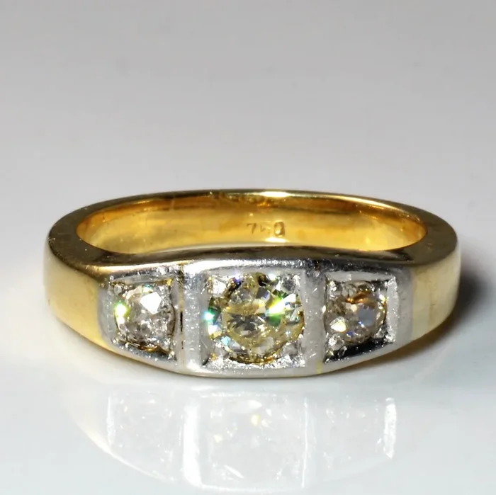 Art Deco Era Three Stone Diamond Ring | 0.60ct | SZ 8 |