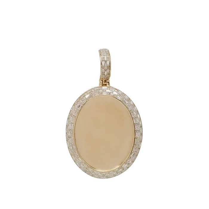 Baguette & Oval Brilliant Picture Medallion Pendant (14K)