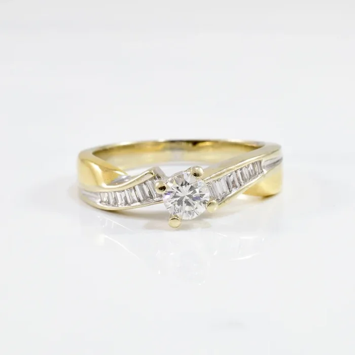 Baguette Diamond Detailed Engagement Ring | 0.50 ctw SZ 7.75 |