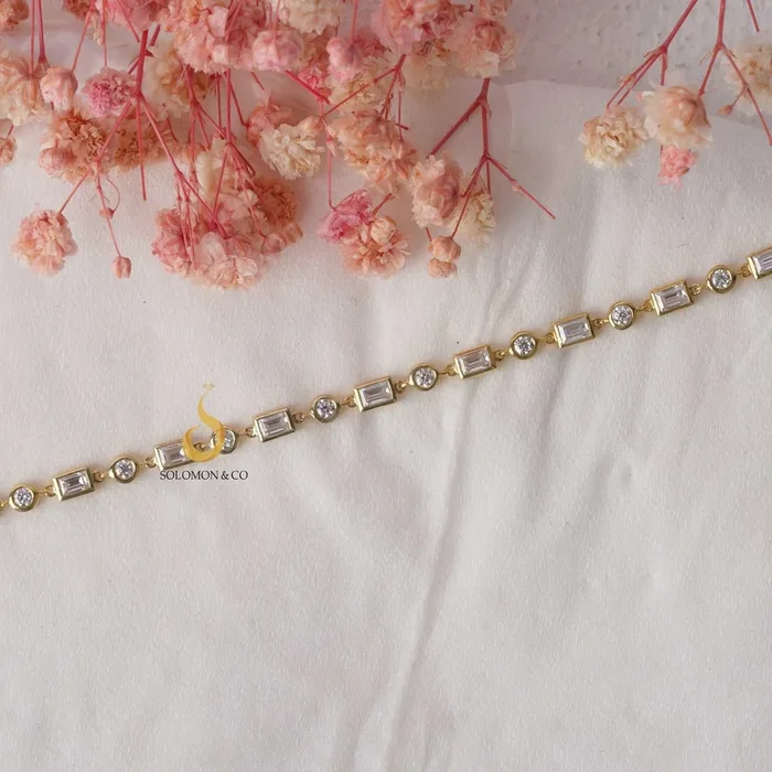 Baguette Round Bezel Tennis Bracelet