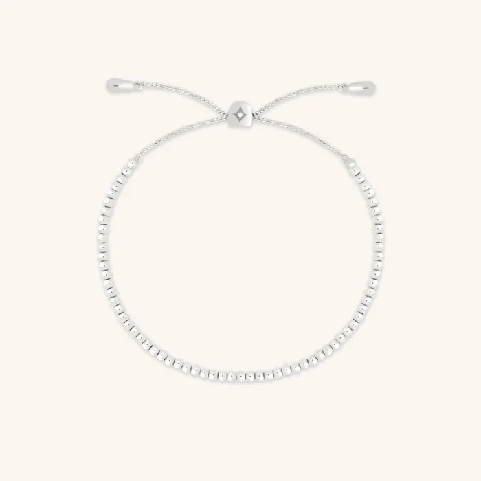 Beaded Bracelet in Solid White Gold