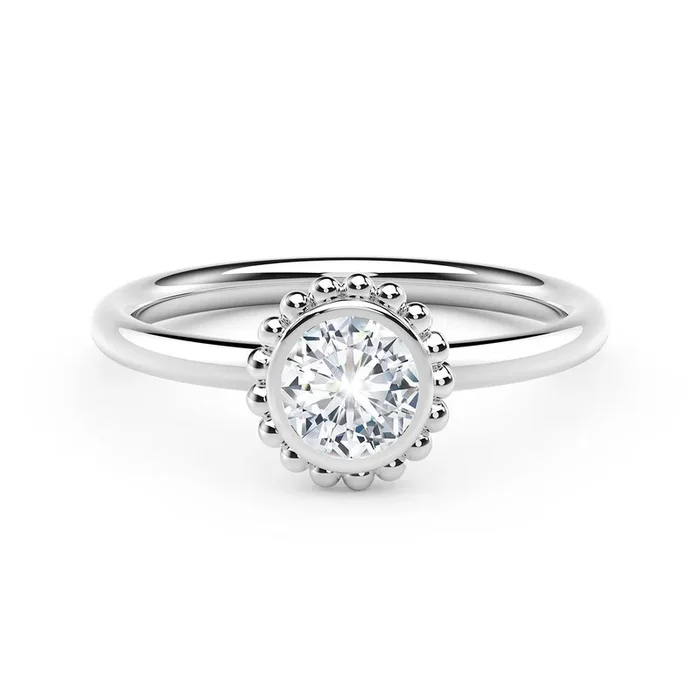 Beaded Diamond Ring, White Gold