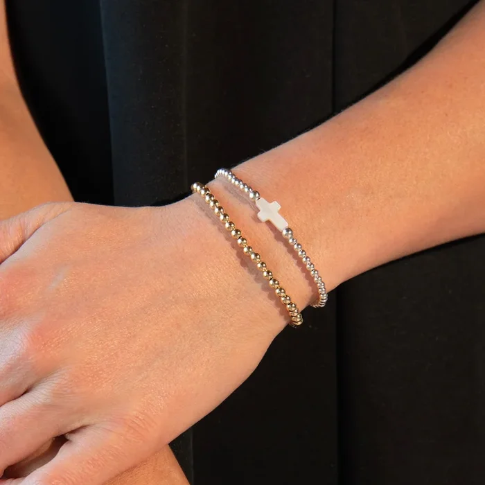 Beaded Lux & Mother of Pearl Cross Bracelet