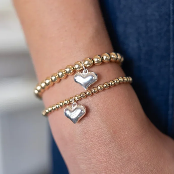 Beaded Lux Puffy Heart Bracelet