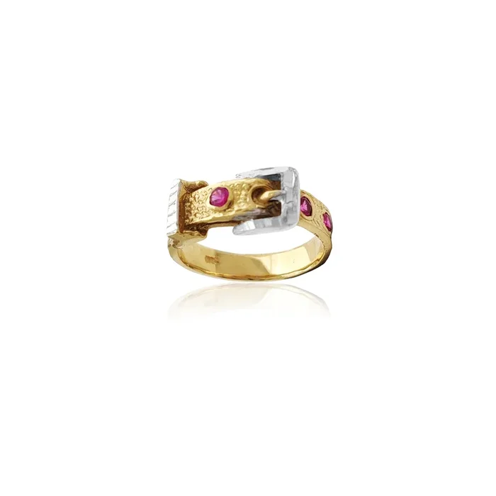 Belt & Buckle CZ Ring (14K)