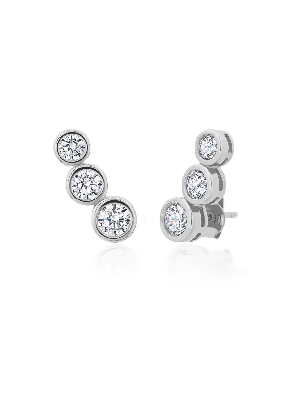 Bezel Climber Earrings in Platinum