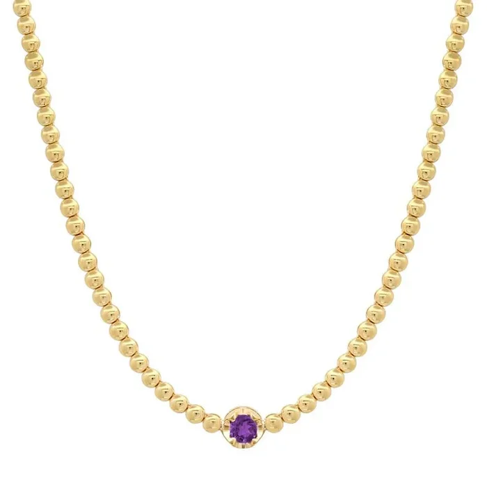 Bezel Tennis Necklace with Illusion Set Amethyst Accent