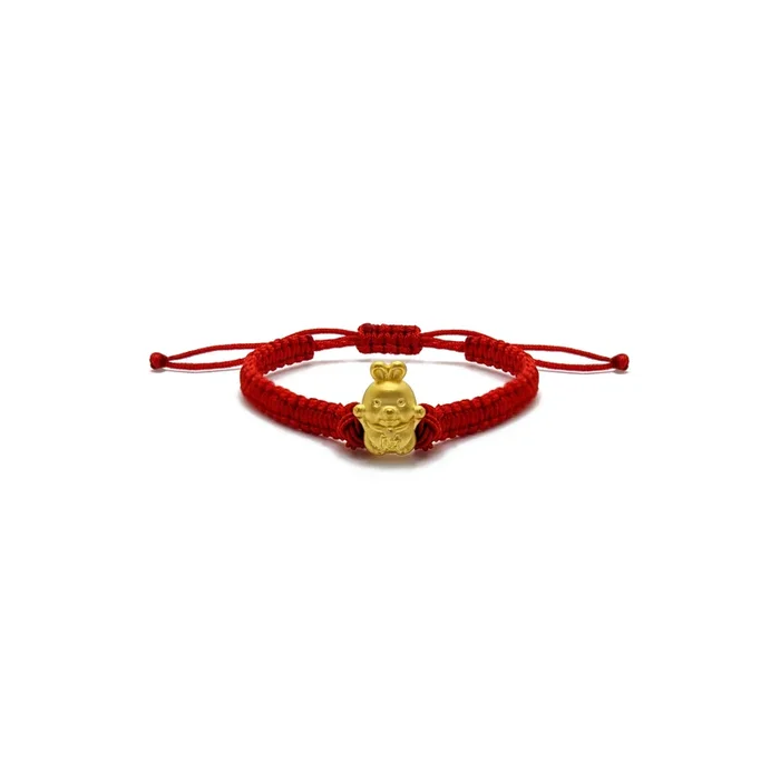 Big Bunny Chinese Zodiac Red String Bracelet (24K)
