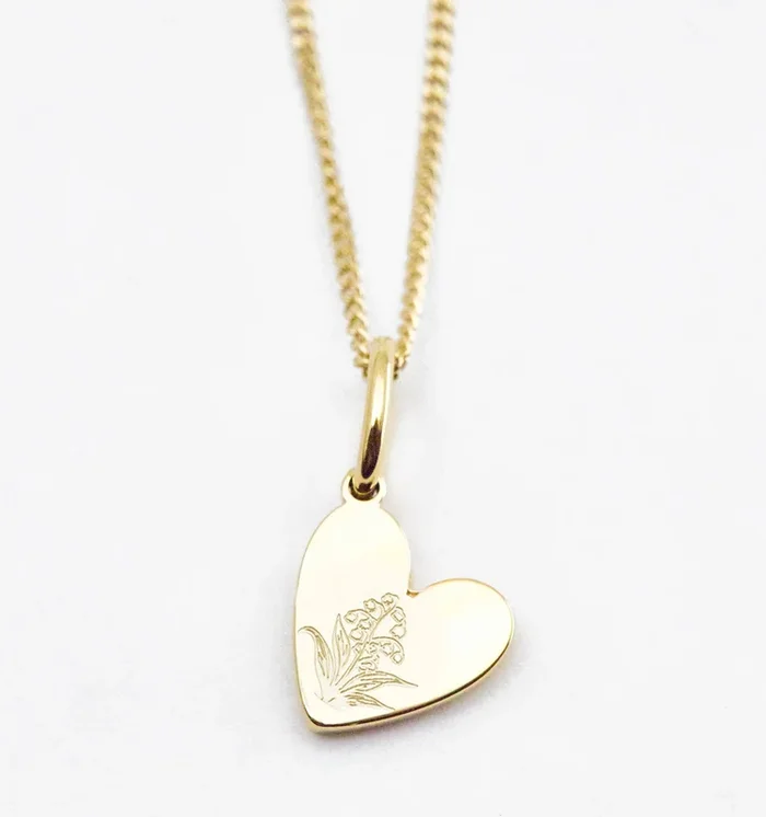 Birth Flower Heart Necklace – Lily of the Valley