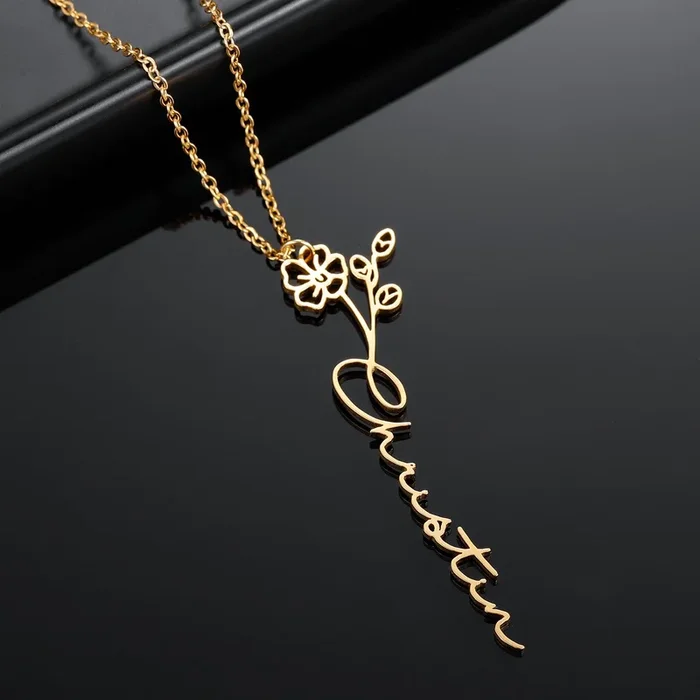 Birthday Flower Name Necklace QN335