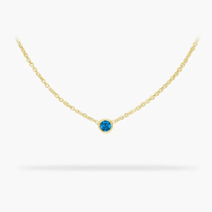 Birthstone Necklace December- Blue Topaz Birthstone 14k gold necklace