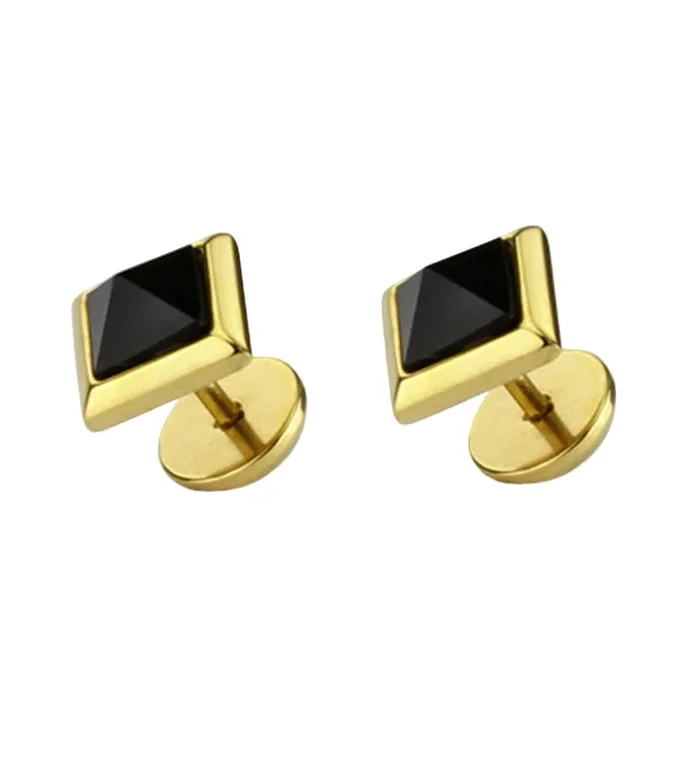 Black & Gold Square Fake Plugs – Gauges
