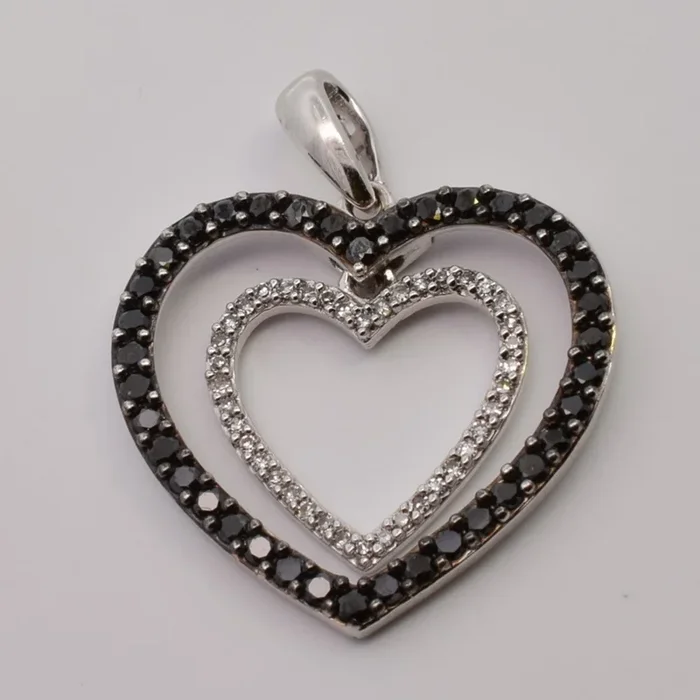 Black & White Diamond Heart Pendant | 0.52ctw |