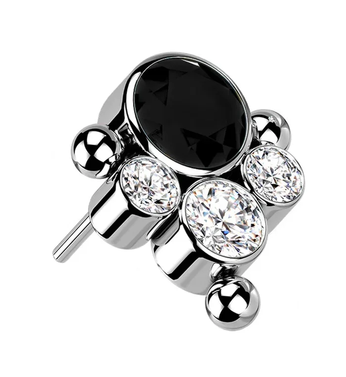 Black CZ Bundle Titanium Threadless Top