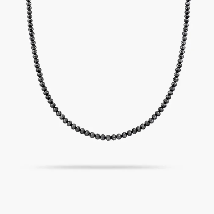 Black Diamond Necklace 16 Inches with 14K Gold Clasp