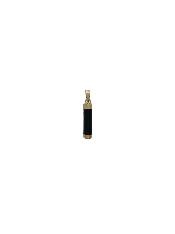 Black Jade Cylinder Charm Pendant (14K)