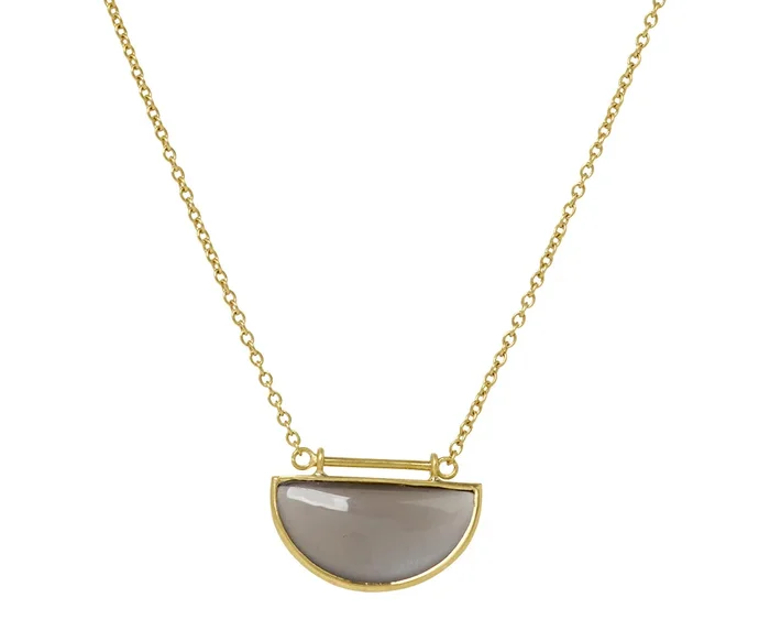 Black Moonstone Half Moon Necklace
