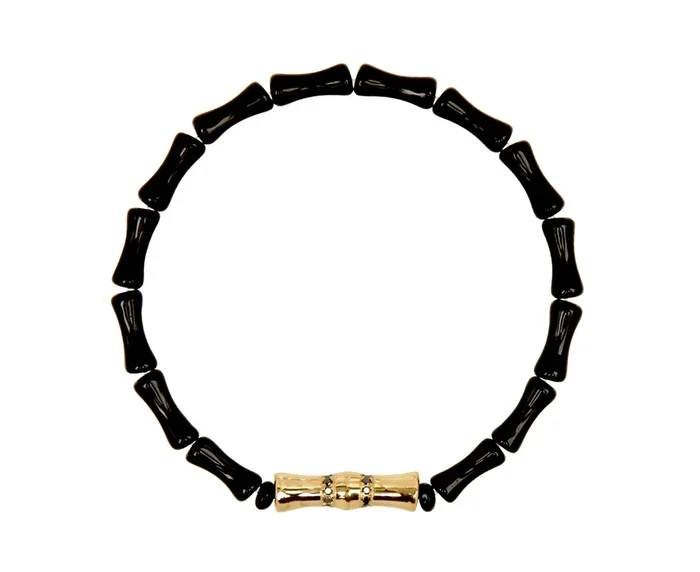 Black Onyx and Diamond Beaded Bracelet