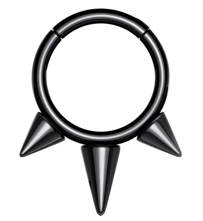 Black PVD Titanium Hinged Spiked Segment Ring