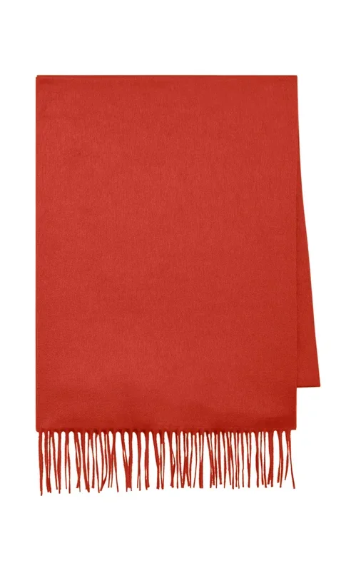 Blaine Fringe Scarf in Antelope Orange Brushed Silk Cashmere