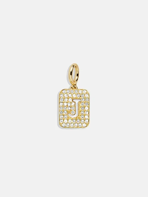 Block Pavé Initial Cluster Charm – J