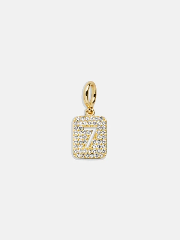 Block Pavé Number Cluster Charm – 7