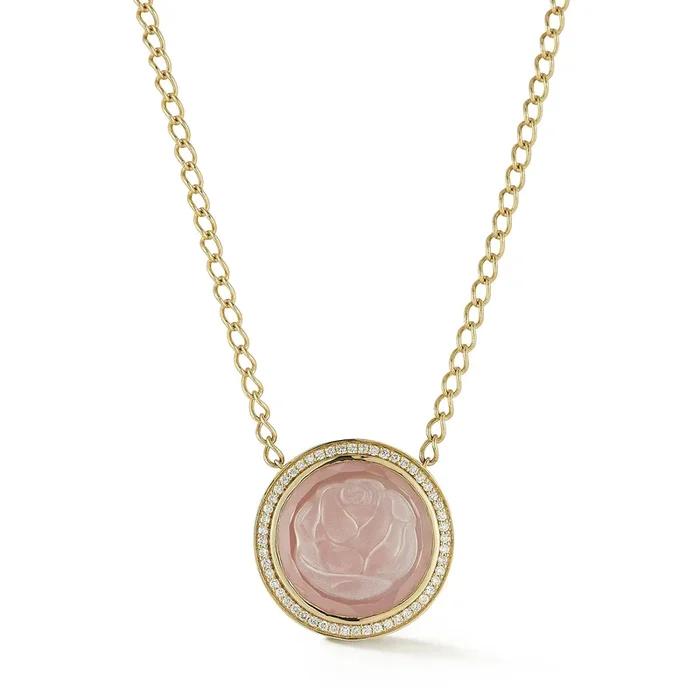 Blossom Caspian Necklace – Pink Opal and Diamond