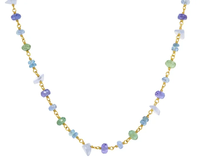 Blue and Green Spun Sugar Necklace