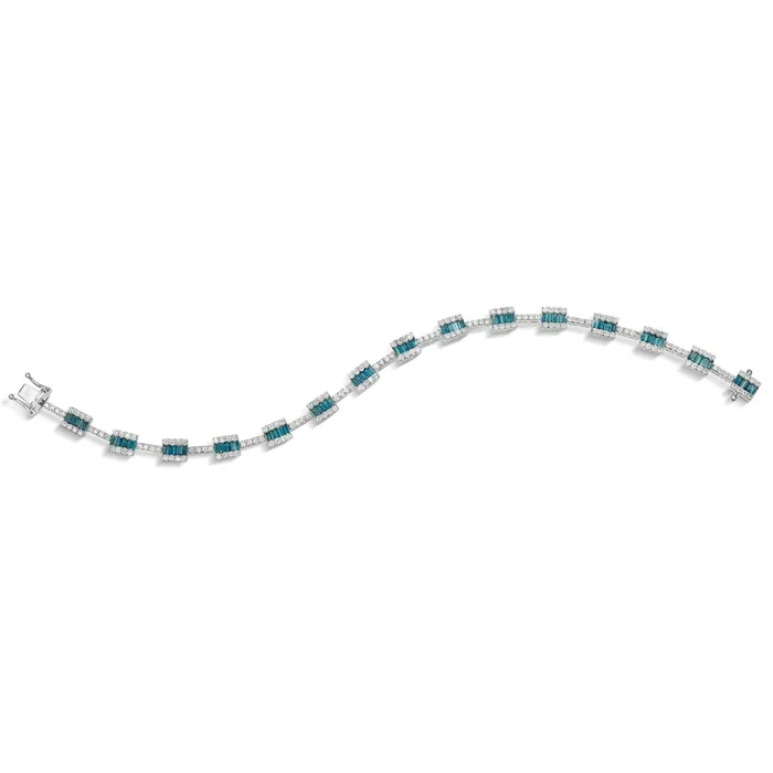 Blue and White Diamond Rings set 14k White Gold