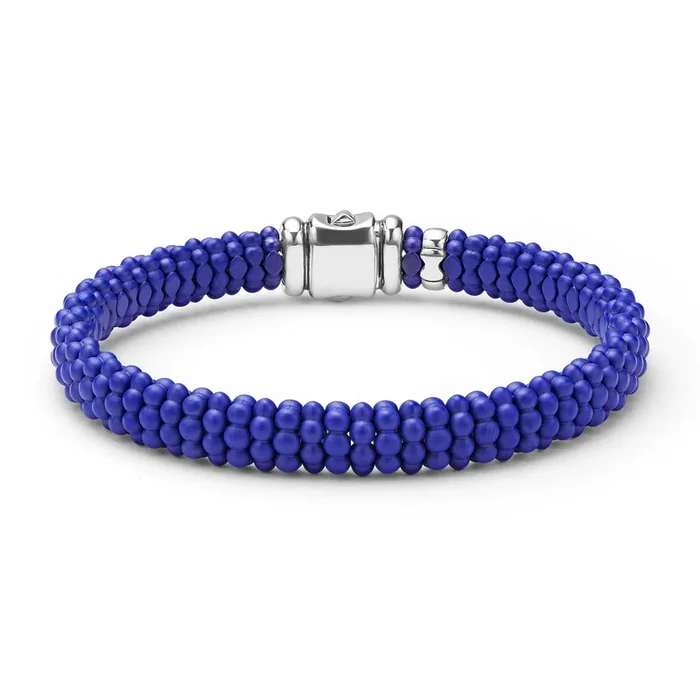 Blue Caviar Matte Blue Ceramic Beaded Bracelet | 9mm
