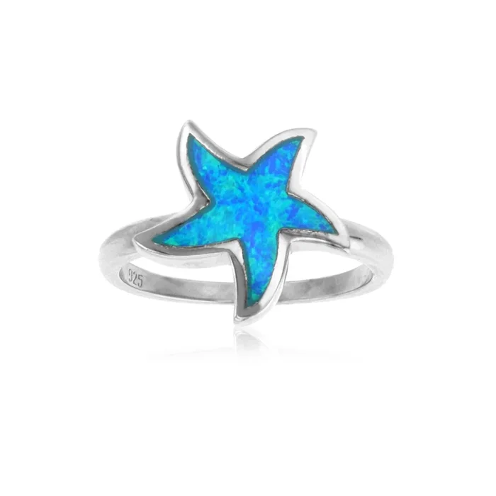 Blue Opal Starfish Ring (Silver)