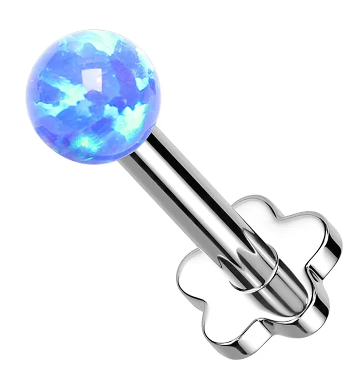 Blue Opalite Ball Titanium Threadless Labret