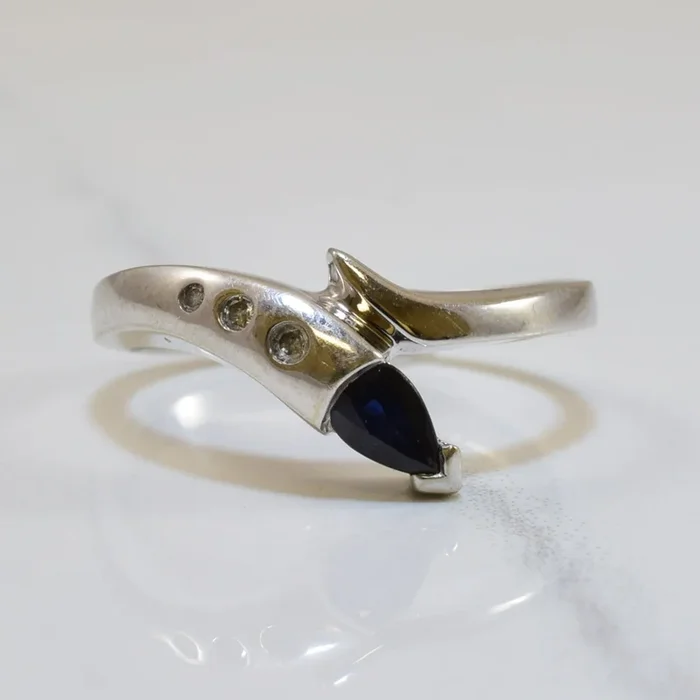 Blue Sapphire & Diamond Snake Crossover Ring | 0.27ct, 0.09ctw | SZ 6 |