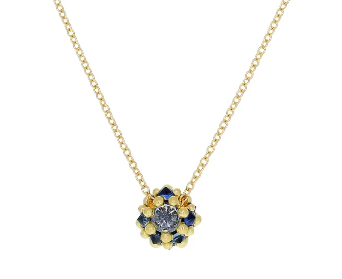 Blue Sapphire Sputnik Pendant Necklace