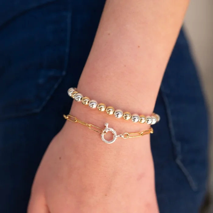 Bolt Clasp & Mixed Metal Beaded Lux Bracelet Set