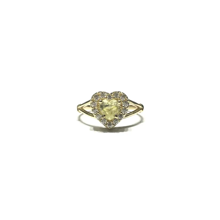Bordered Yellow Heart CZ Ring (14K)