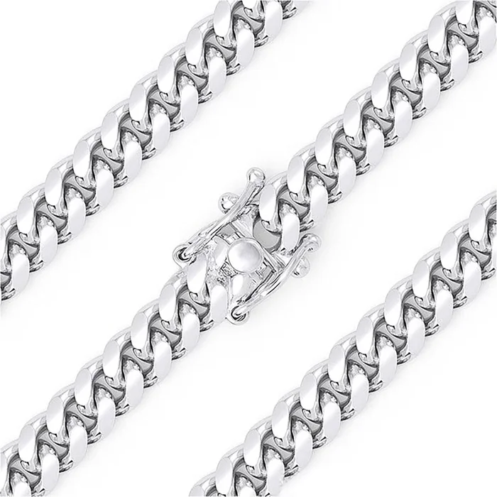 [Box Lock] Solid Miami Cuban Bracelet (Silver)