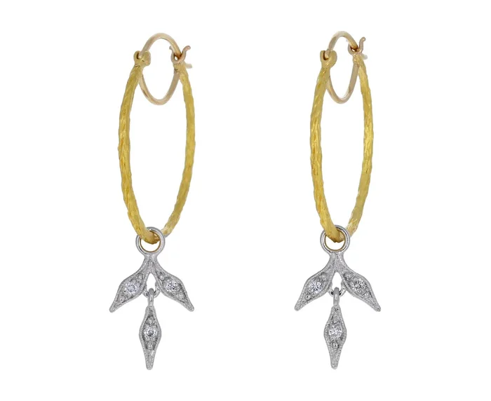 Branched Hoops with Platinum Leaf Dangles