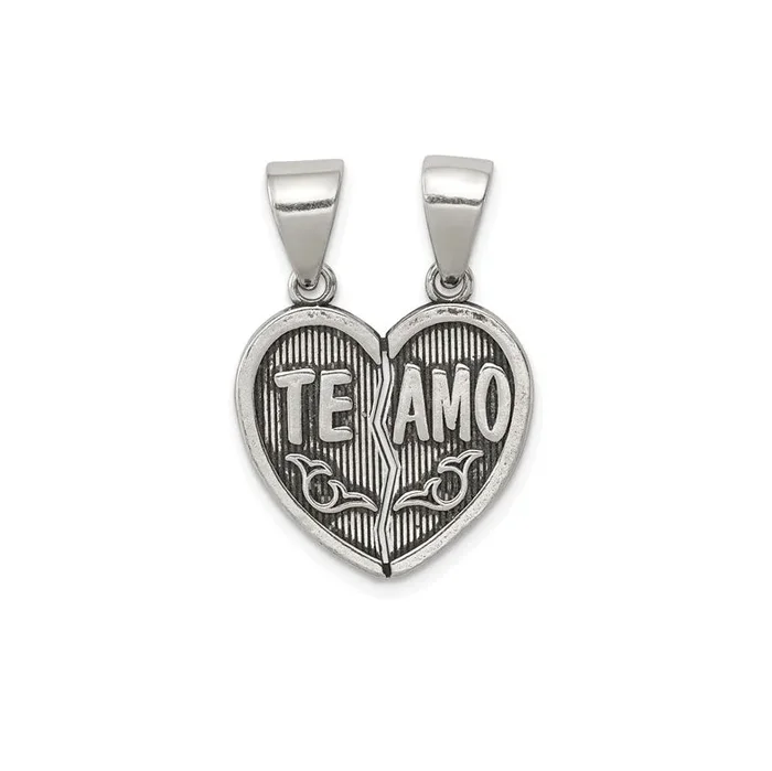Break Apart “Te Amo” Heart Pendant (Silver)