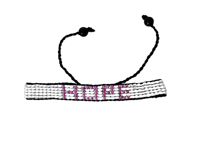 Breast Cancer Awareness Bracelet – White with Pink HOPE