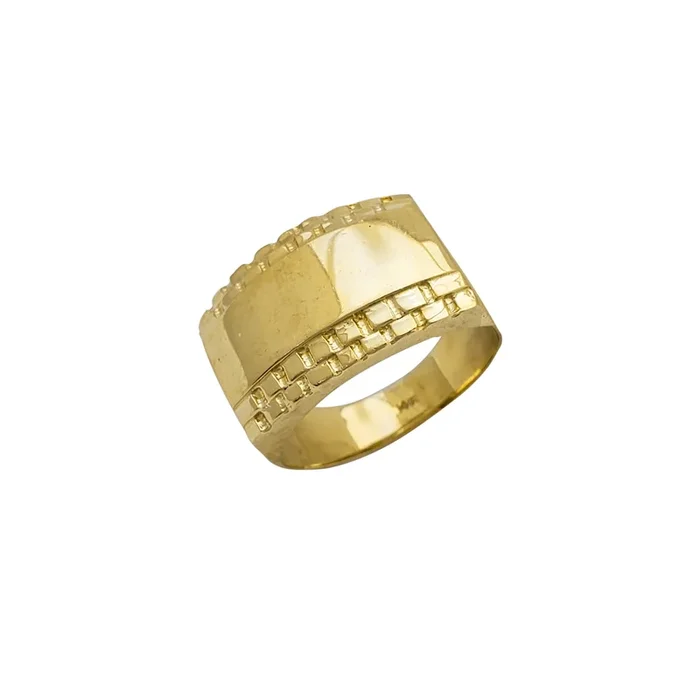 Brick Textured Men’s Ring (14K)