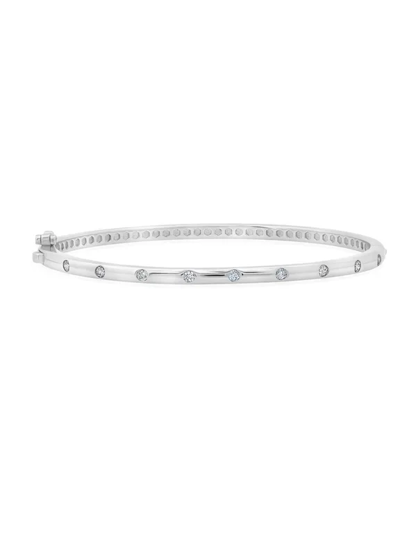 Brilliant Eternity Bangle Bracelet Finished in Platinum
