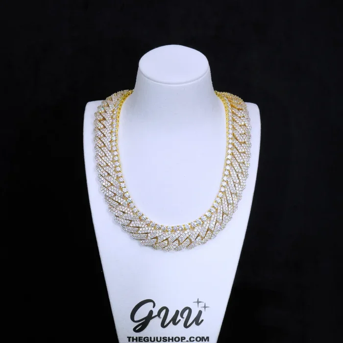 Bundle 19MM 2-Row Prong Cuban + 5MM Tennis In Gold