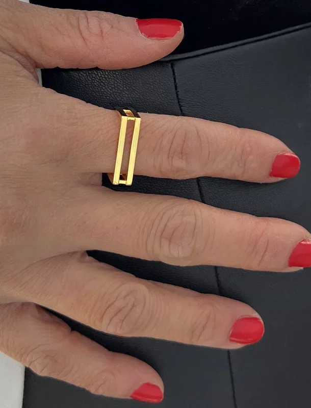 C.E.O. Thick Rectangular Ring | 18K Gold Over Sterling Silver