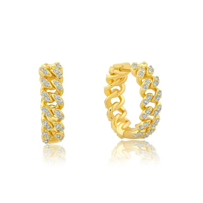 Cabana Cuban Link Earrings Finished in Gold